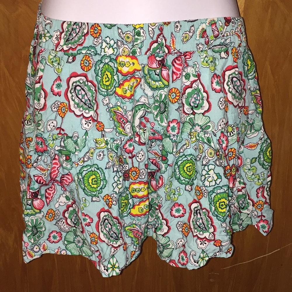 Millau Blue & Red Floral Tropical Mini Skirt Size Small